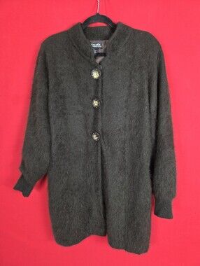VENESHA Vintage Angora Sweater Cardigan  Brown Womens Size Small